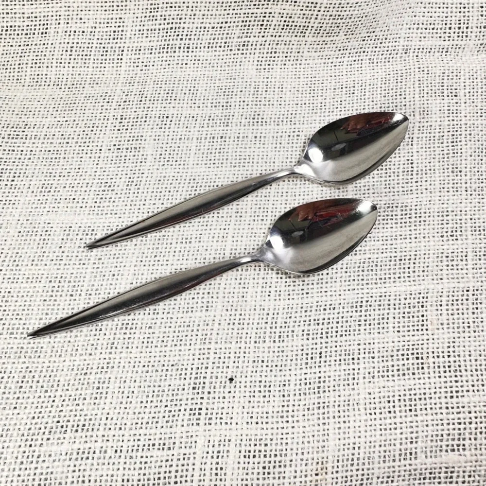 Ebbtide Solid Stainless Steel Teaspoons USA Made Mid‎ Century Flatware Set of 2